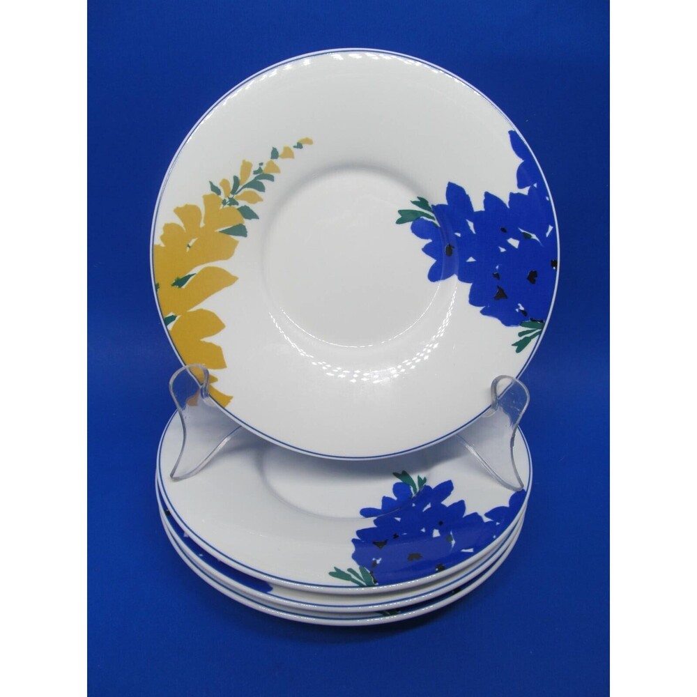 Mikasa Fantasy Fleur Set Of 4 Floral 6 3/8" Saucer Plates VGC